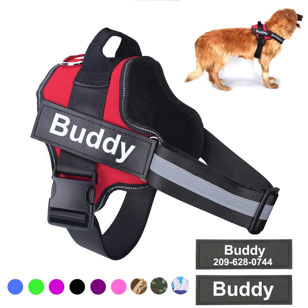 Personalized No-Pull Reflective Dog Harness – Breathable & Adjustable Comfort